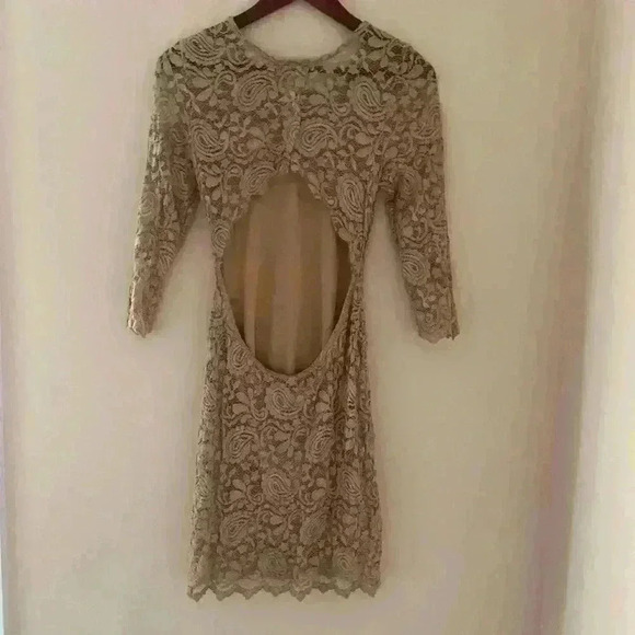 Gilbert Gilmore nude open back lace dress medium - Picture 5 of 7